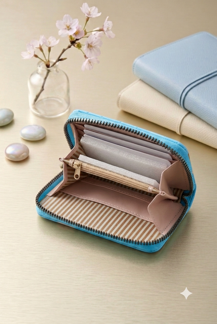 Pastel Heart Quilted Travel Wallet - Blue