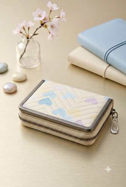 Pastel Heart Quilted Travel Wallet - Yellow
