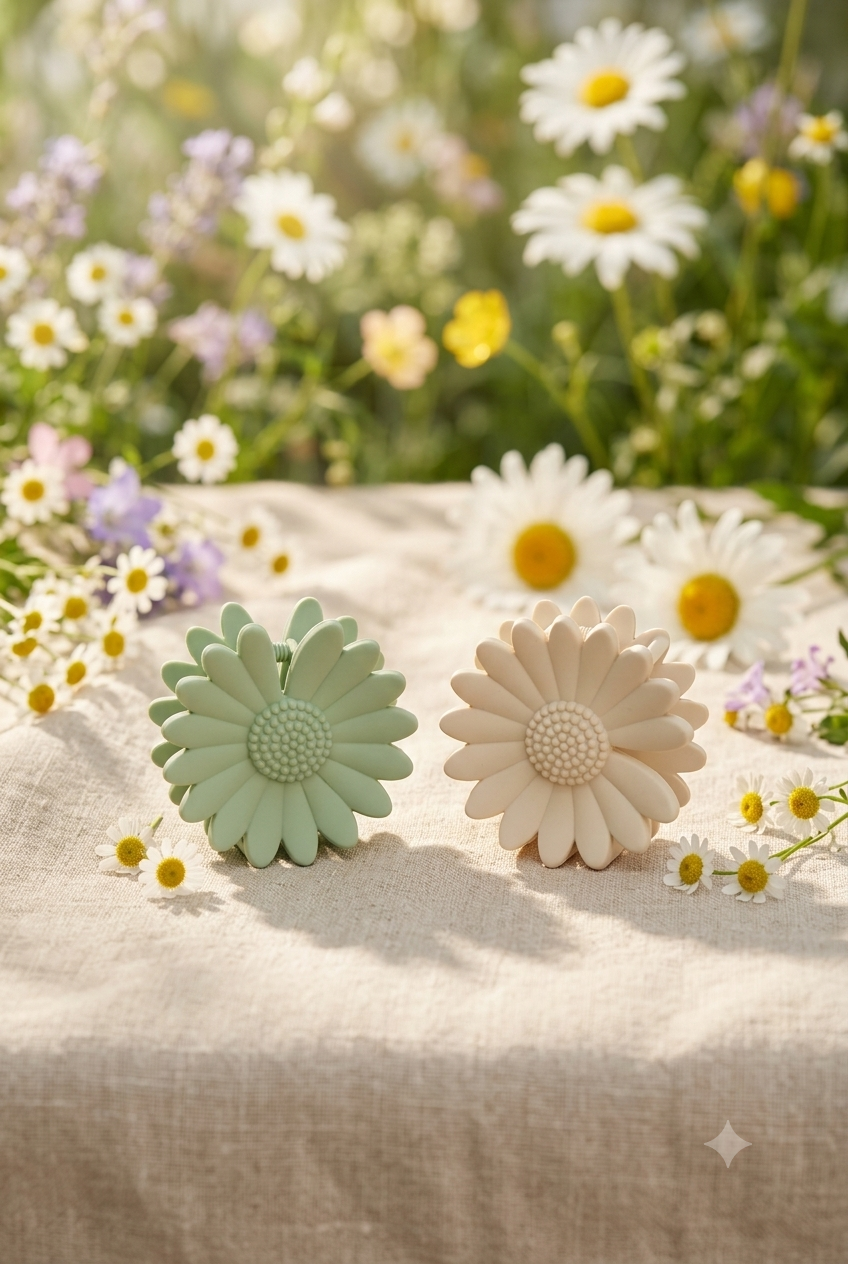 Floral Matte Hair Claw Clips