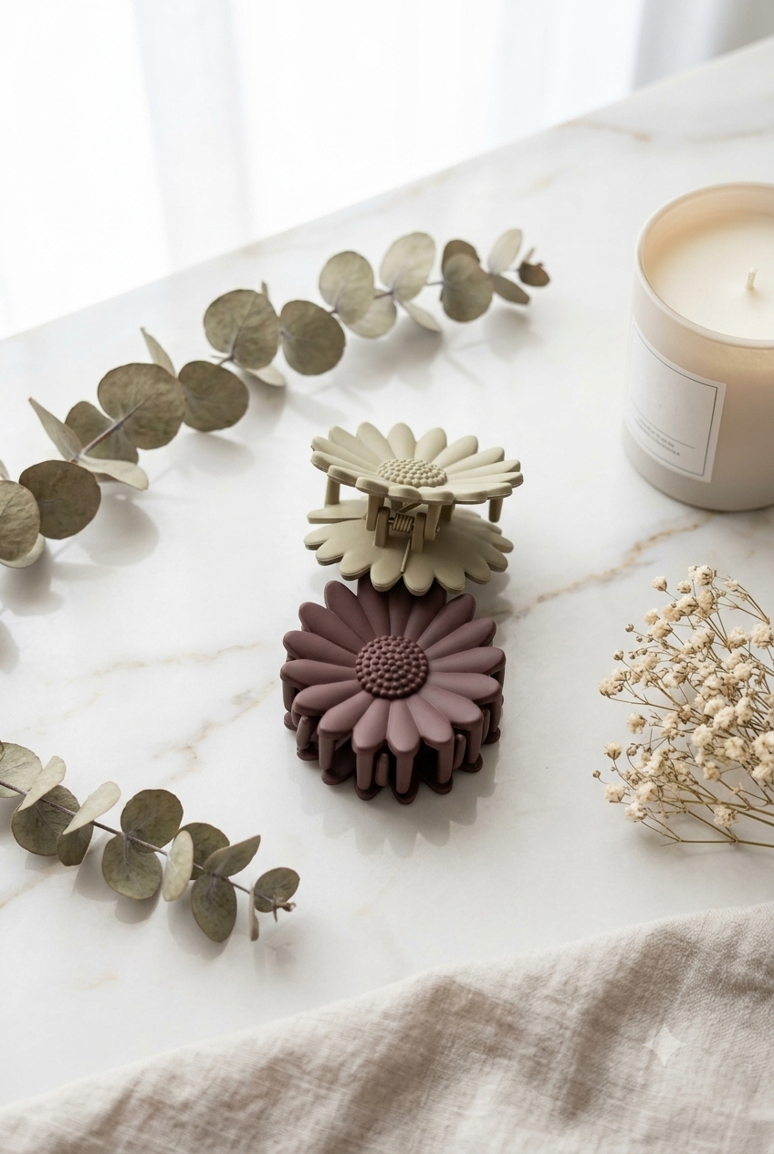 Floral Matte Hair Claw Clips