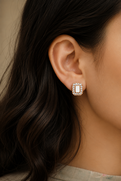 Radiant Halo Square Stud - Anti Tarnish