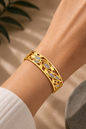 Filigree & Zircon Leaf Bangle - Anti Tarnish