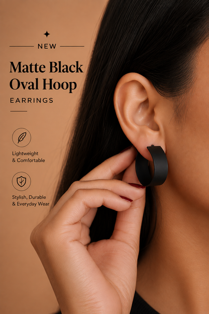 Matte Black Oval Hoop