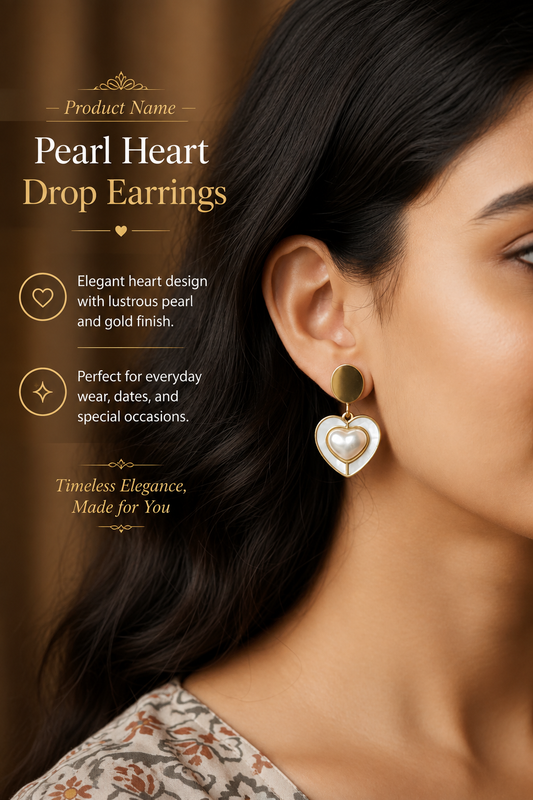 Pearl Heart & Gold Disc Drop - Anti Tarnish