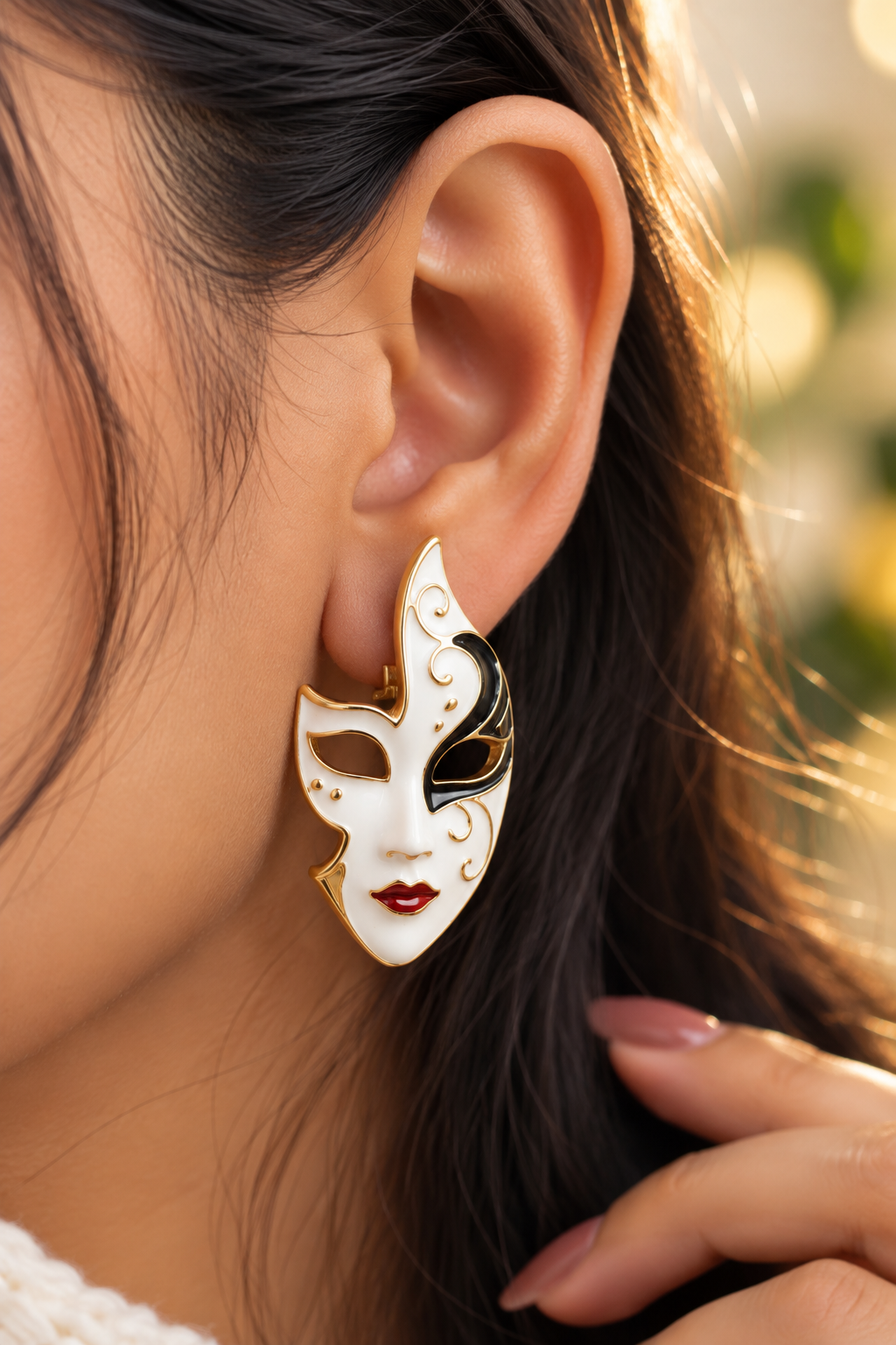 Venetian Masquerade Enamel Stud Earrings