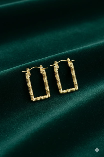 Bamboo Rectangular Hoop - Anti Tarnish