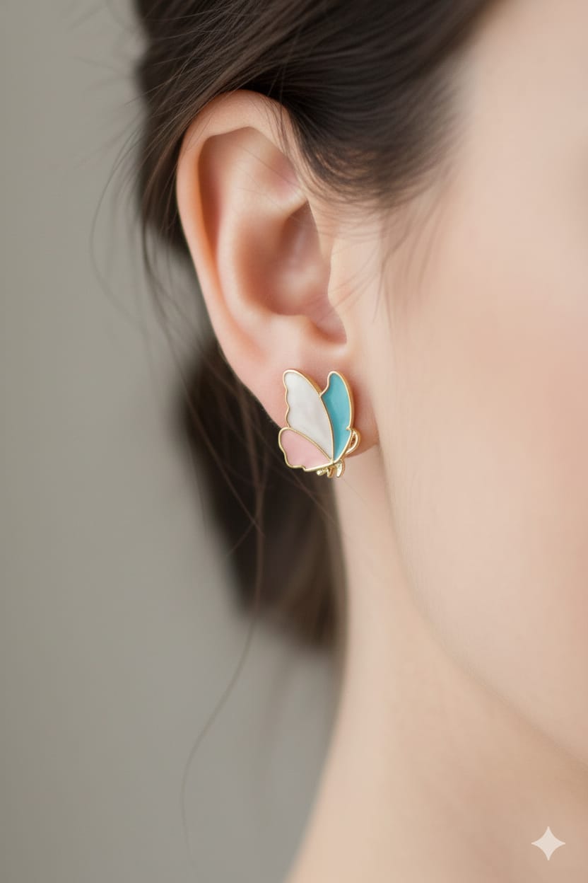 Pastel Enamel Butterfly Stud Earrings
