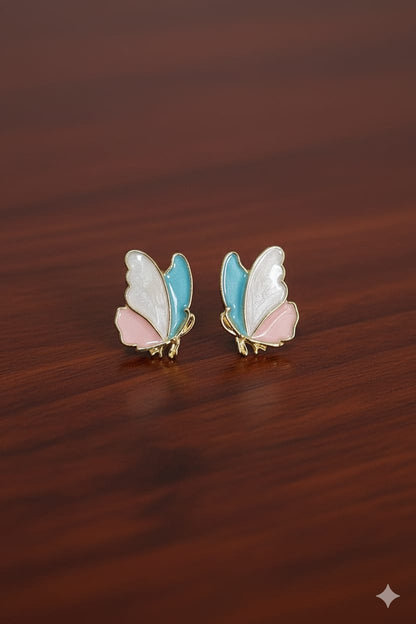 Pastel Enamel Butterfly Stud Earrings