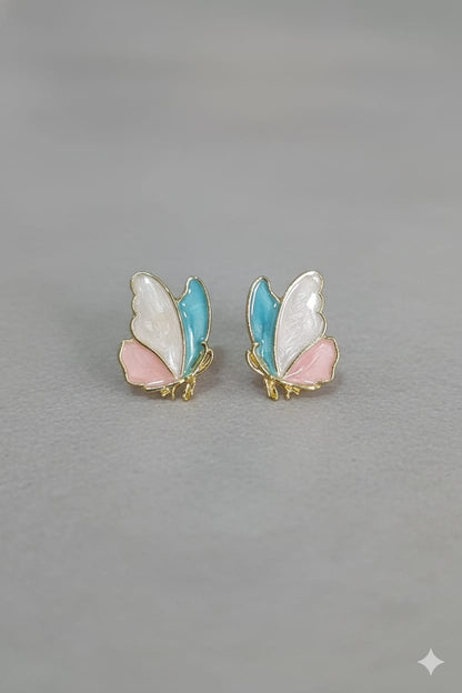 Pastel Enamel Butterfly Stud Earrings