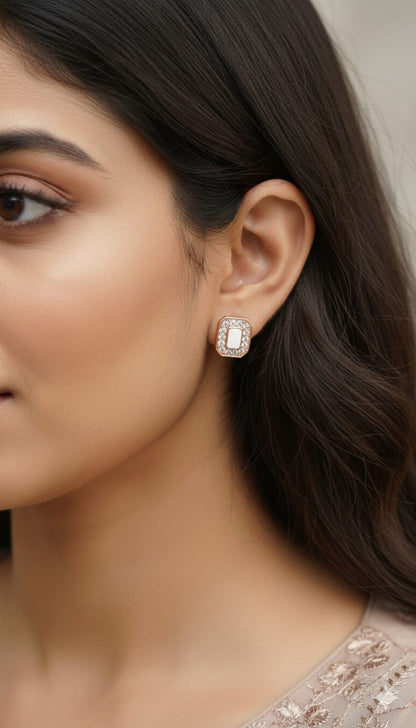 Radiant Halo Square Stud - Anti Tarnish