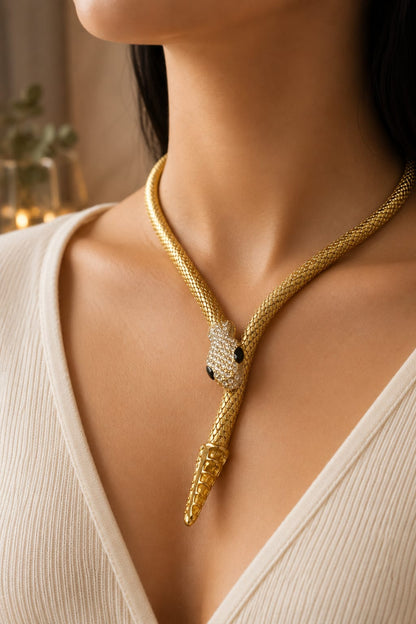 Golden Serpenti Crystal Choker Necklace