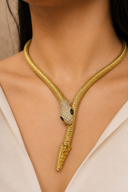 Golden Serpenti Crystal Choker Necklace