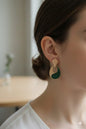 Abstract Emerald & Cream Teardrop Earrings