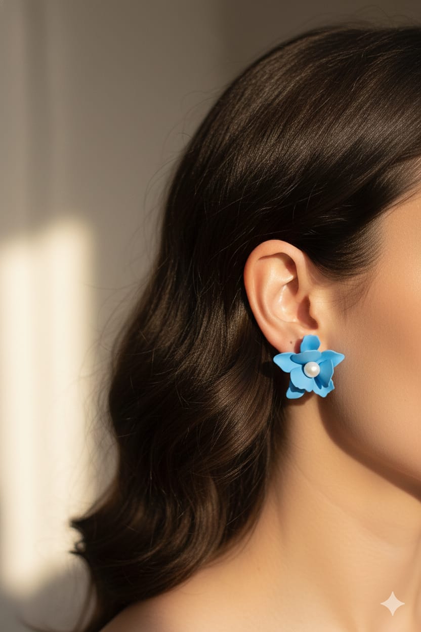 Sky Blue Floral Pearl - Korean