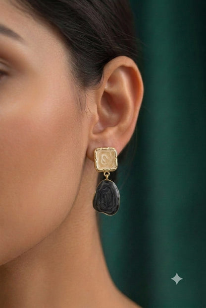 Vintage Marbled Resin Drop Earrings