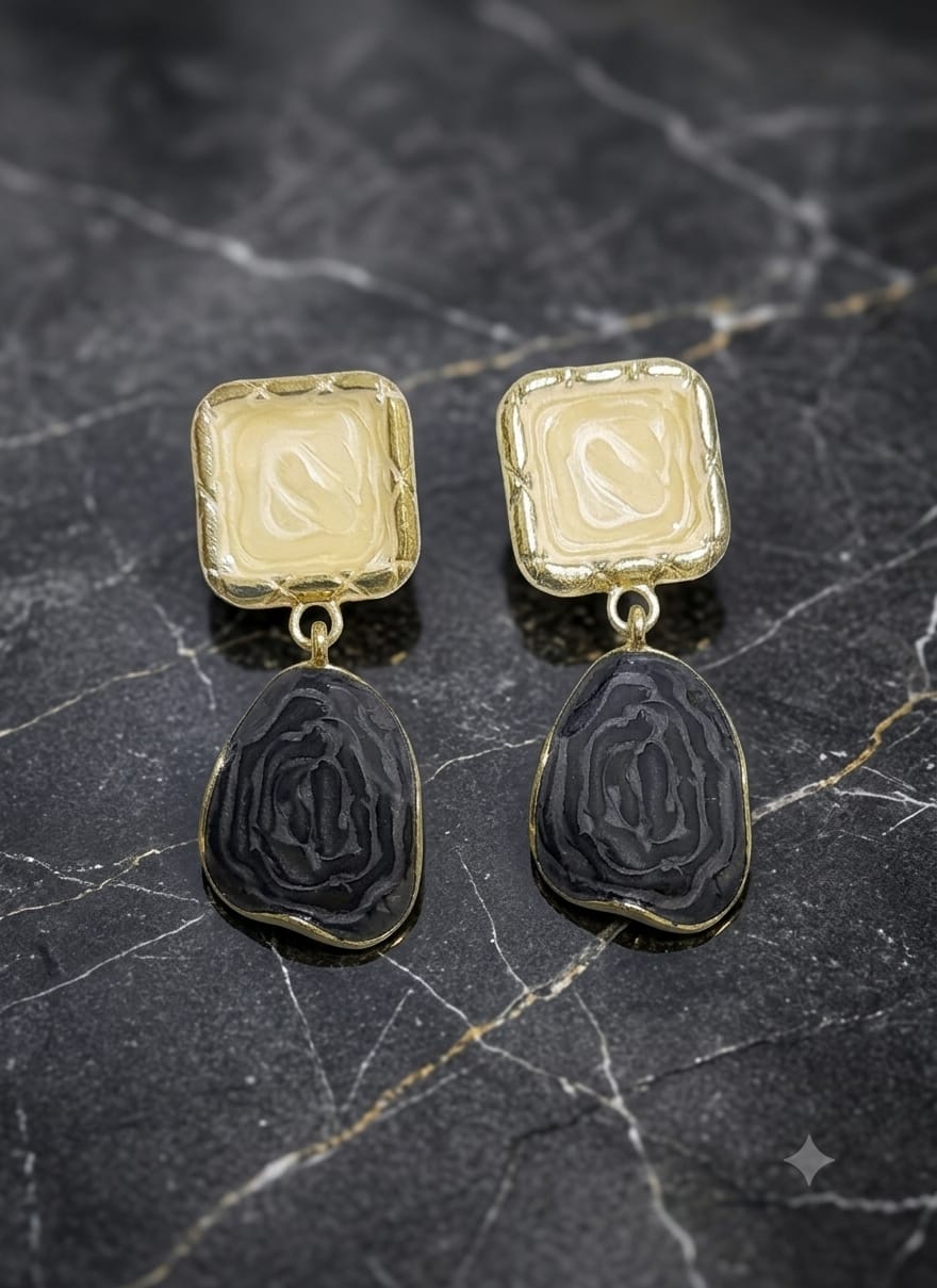 Vintage Marbled Resin Drop Earrings