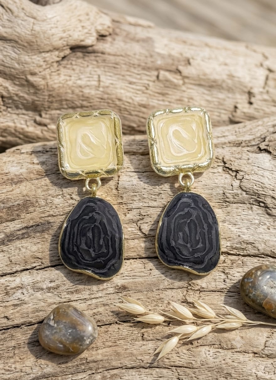 Vintage Marbled Resin Drop Earrings