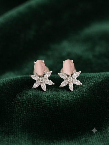 Rose Quartz & Zircon Floral - American Diamond