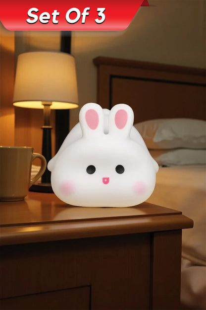 Cute Mini Sleeping Rabbit - Night Lamp [ Set Of 3 ]