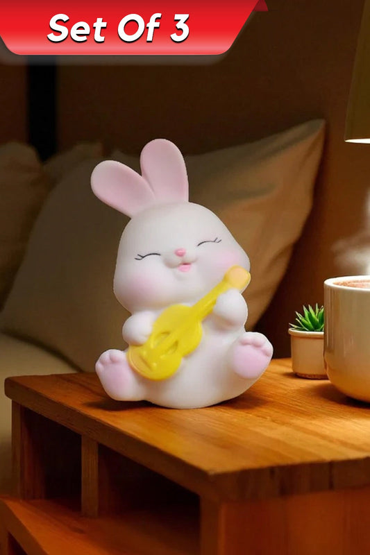 Cute Mini Guitar Rabbit - Night Lamp [ Set Of 3 ]